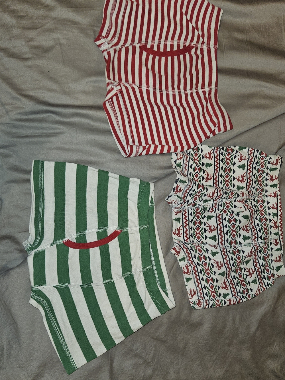 Hanna Andersson Red, Green & White Stripe and Holiday Print Kids Underwear Set